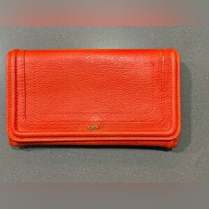 Chloe Orangey Red Leather Wallet